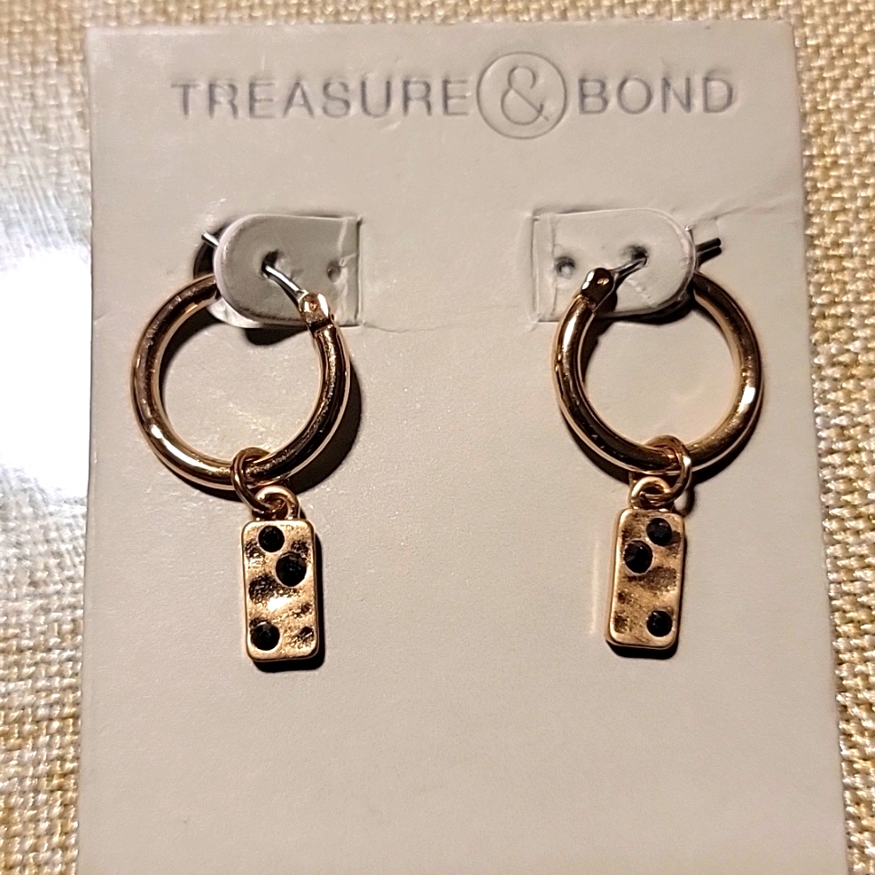 Treasure & Bond Pave Tag Huggie Hoop Earings